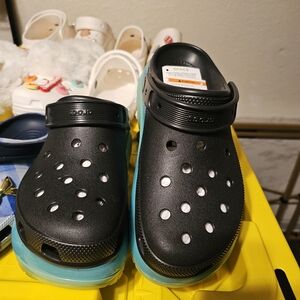 ​​🩵 RARE Crocs Classic Crush Clogs - 'Black Multi' Gradient